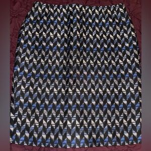 Kasper Black and Blue Geometric Pencil Skirt